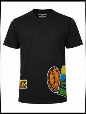 Paper Planes Graphic T-Shirt Men's Small Black Travel Stamp  Streetwear